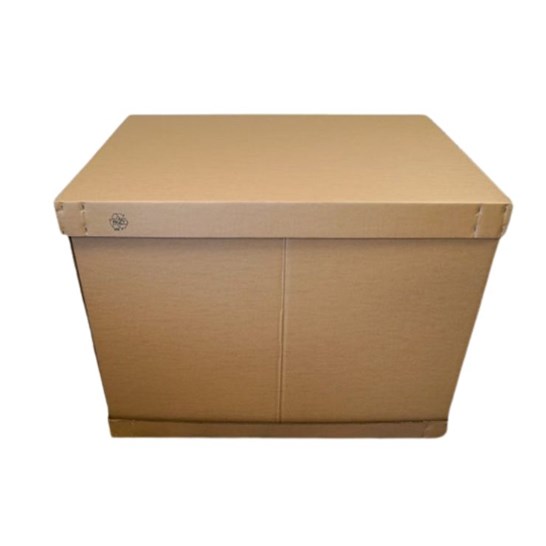 Cardboard pallet box close lid example