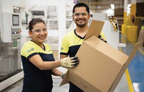 Employees with box