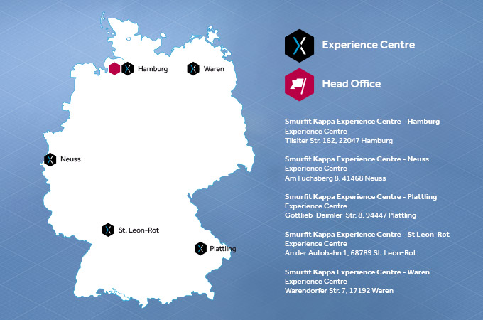 Landkarte Deutschland Experience Centres Smurfit Kappa