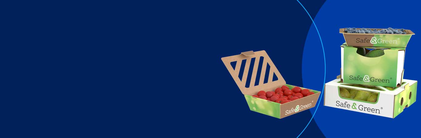 Barquettes en carton ondulé de la gamme Safe&Green pour petits fruits et légumes 