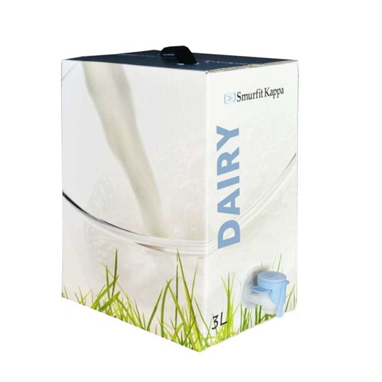 Bag-in-Box générique 3 litres lait avec Vitop blanc et bleu clair