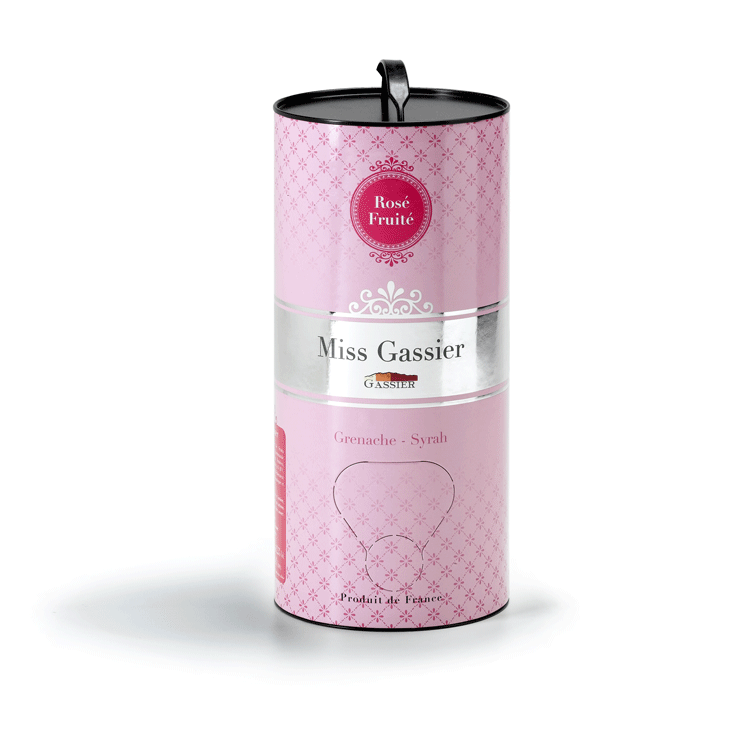 Emballage, Bag-in-Tube, 3 litres, vin rosé, Grenache Syrah de Miss Gassier