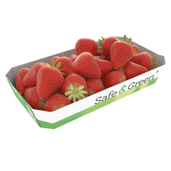 Barquette en carton octogonale pour petits fruits et légumes comme les fraises