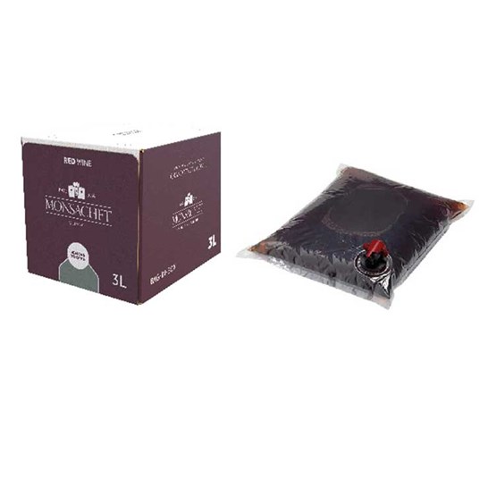 Emballage Bag-in-Box pour vin rouge homologué FFP Amazon avec outre transparente