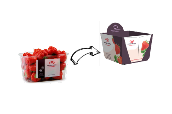 Vorher und nachher von Erdbeerverpackungen 