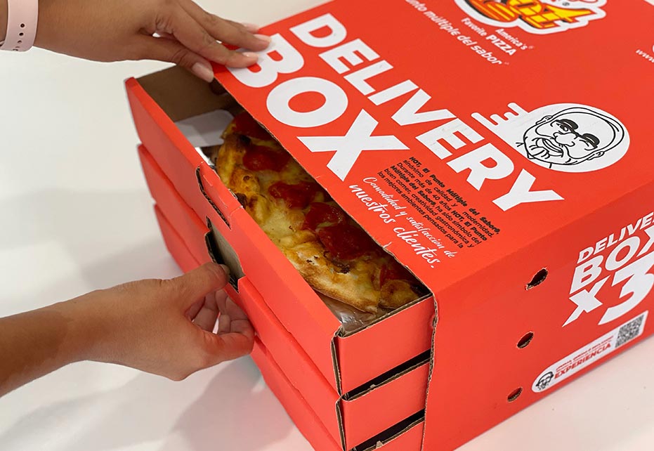 Caja de cartón múltiple de pizza para domicilio