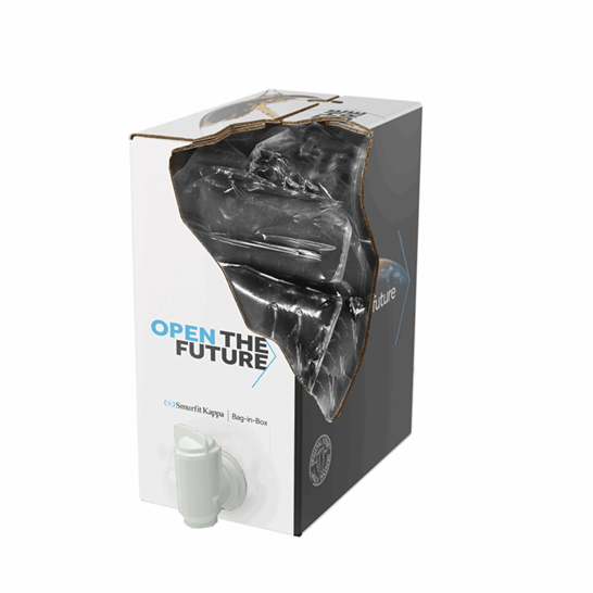 Bag-in-Box 3 litros abierto con bolsa transparente y grifo Maxiflow
