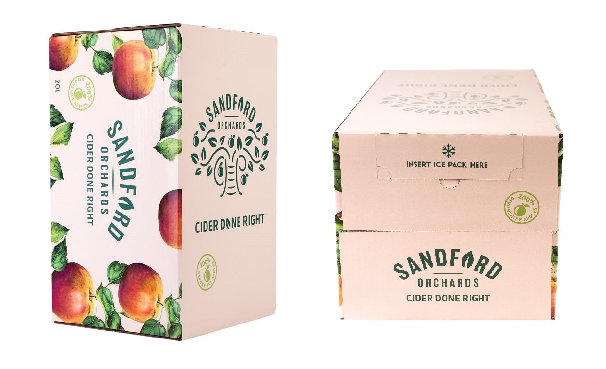 bag-in-box packaging for Sandfords cider
