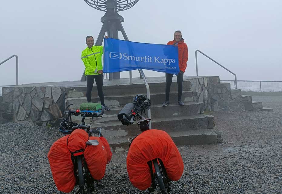 Smurfit Kappa employees complete mammoth charity cycle at Norkapp in Norway