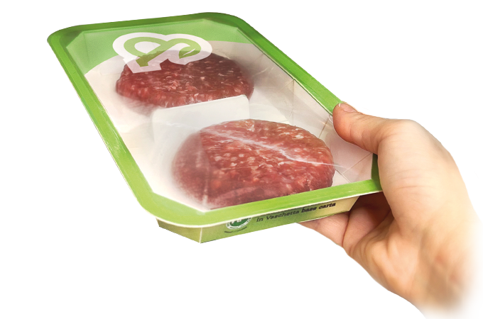 Vaschetta Atmos in cartoncino per carne e pesce realizzata da Smurfit Kappa