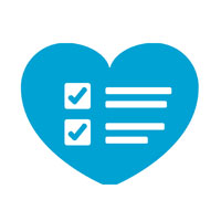 Icone cœur bleu, thème de la santé