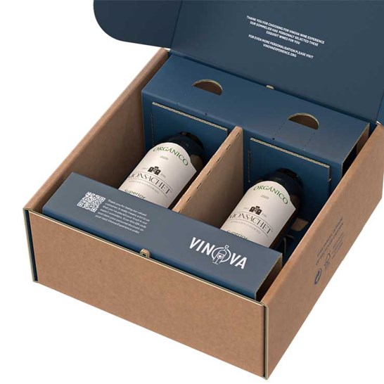 Emballage ecommerce avec calage intégré pour l'expédition de 2 bouteilles