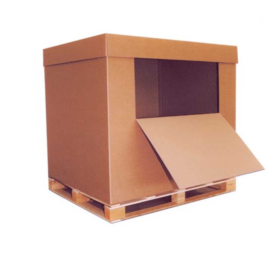 Box en carton sur palette en carton pour produits volumineux et ou lourds avec coiffe et prédécoupe