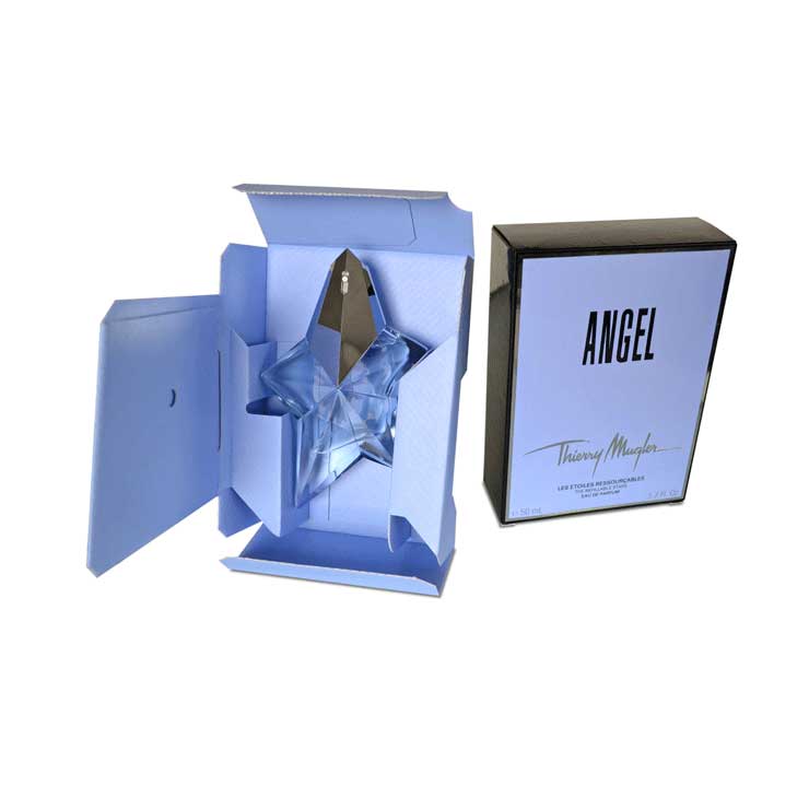 Calage en carton ondulé bleu pour parfum