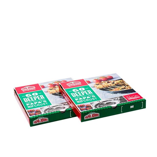 Emballage pour pizza livrée à domicile vert et rouge