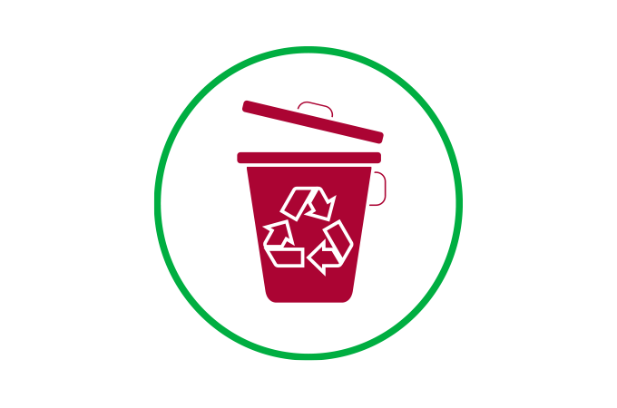 Infografika, kosz na odpady do recyklingu