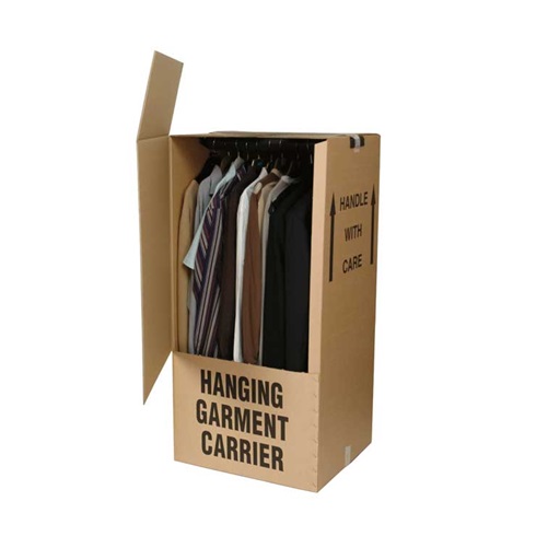 Pudełko na ubrania, karton zabezpieczający wiszące ubrania w transporcie