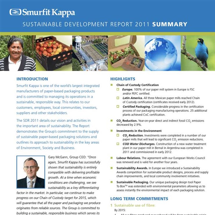 Raport Zrównoważonego Rozwoju Smurfit Kappa - Podsumowanie 2011
