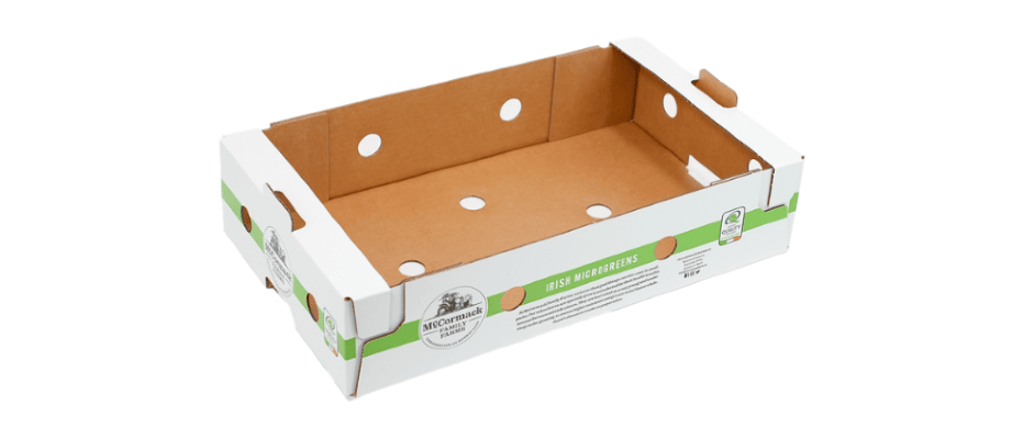 Water resistant cardboard produce tray 931x400px