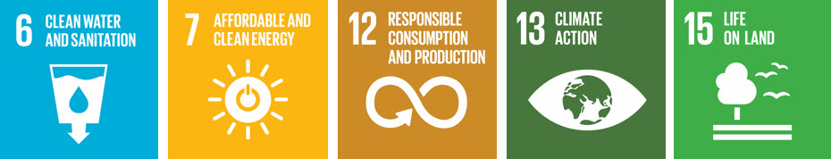 UN Sustainable Development Goals 3,6, 7, 12, 13 & 15