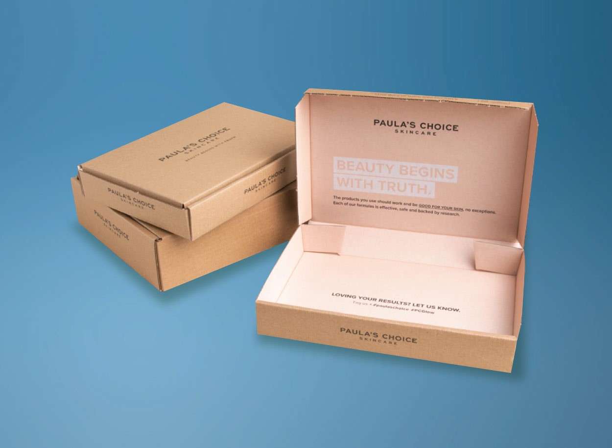 Sustainable beauty eCommerce packaging for Paula’s Choice 