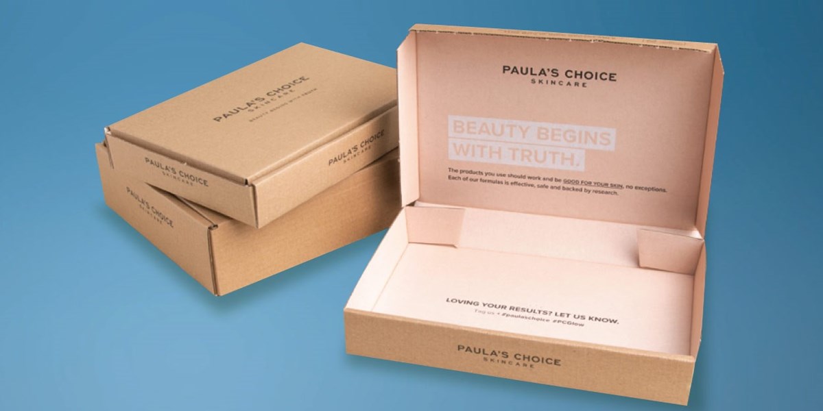 Sustainable beauty eCommerce packaging for Paula’s Choice 